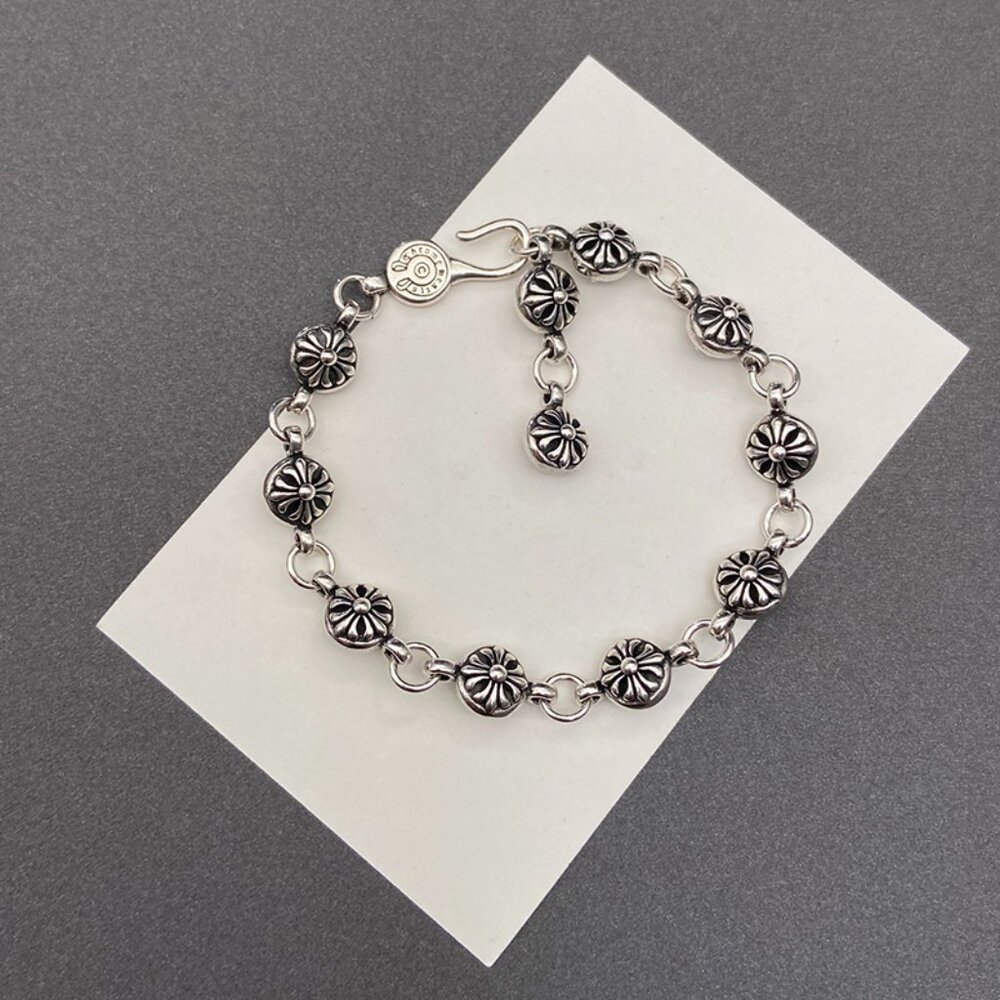 Chrome Hearts Cross Sunflower Sterling Silver Bracelet